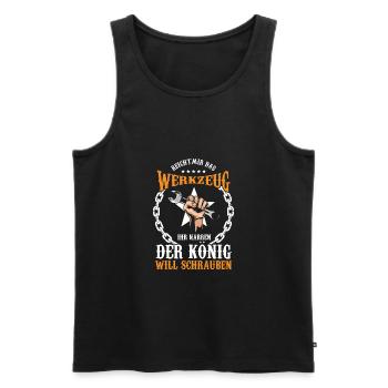 König Schrauber KFZ Mechaniker Werkstatt Geschenk - Männer Premium Bio Tank Top - Schwarz - Vorne - Michal (187cm)