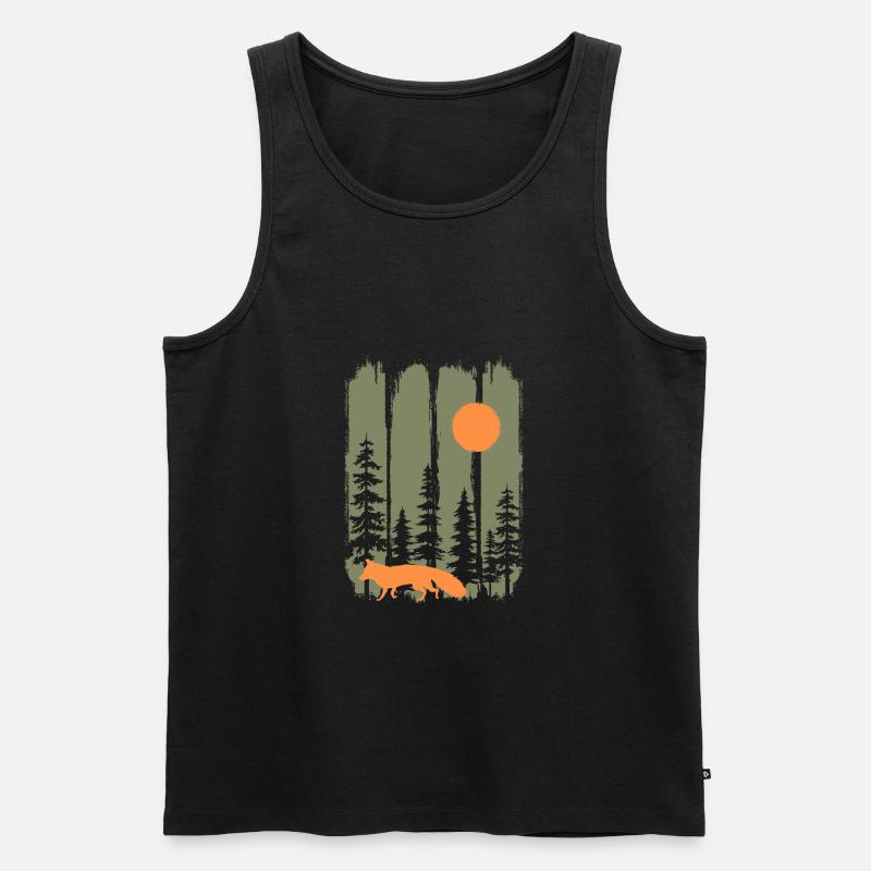 Fuchs im Wald Rotfuchs Natur - Männer Premium Bio Tank Top - Schwarz
