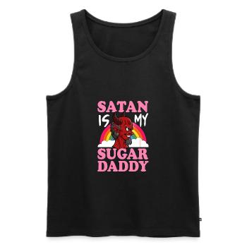 Satan Is My Sugar Daddy Funny Atheist Satanist - Men's Premium Organic Tank Top - black - Front - AI Model Male 178 light (178cm)