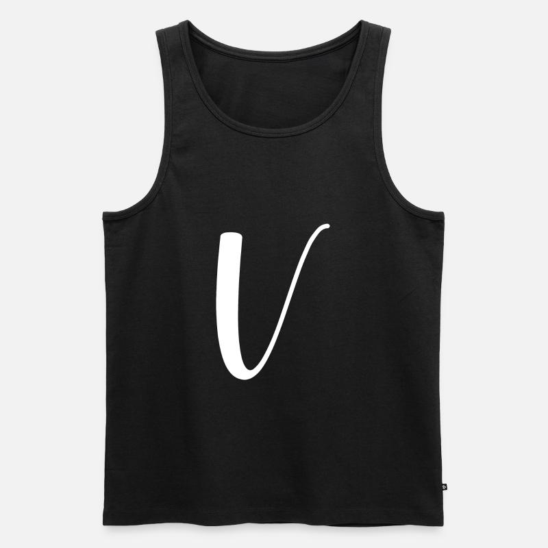 Kalligraphie, Initiale V - Männer Premium Bio Tank Top - Schwarz