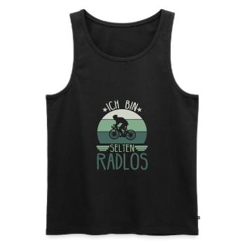 Ich Bin selten Radlos - Männer Premium Bio Tank Top - Schwarz - Vorne - Michal (187cm)