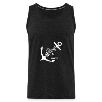 Kapitän ahoi Pirat "Anker gelichtet" Bootsmann - Männer Premium Bio Tank Top - Anthrazit - Vorne - Alexander (188cm)