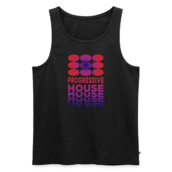 Progressive House Music - Men's Premium Organic Tank Top - black - Front - AI Model Male 178 light (178cm)