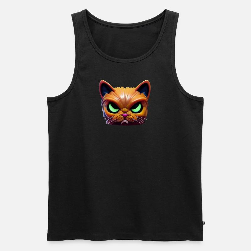 Magisches wütendes Katzengesicht! - Männer Premium Bio Tank Top - Schwarz