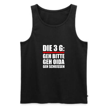 Bayern Österreich Dialekt Die 3 G Spruch Humor - Männer Premium Bio Tank Top - Schwarz - Vorne - Michal (187cm)