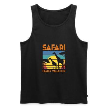 Safari Vacances en famille - Débardeur bio Premium Homme - noir - Devant - AI Model Male 178 light (178cm)