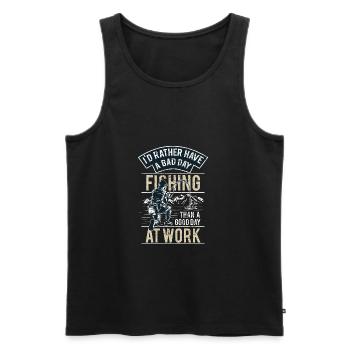 FISHING - lustiges Angler Shirt Vatertag Geschenk - Männer Premium Bio Tank Top - Schwarz - Vorne - Michal (187cm)