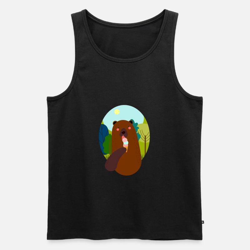 Bär mit Eis - Männer Premium Bio Tank Top - Schwarz