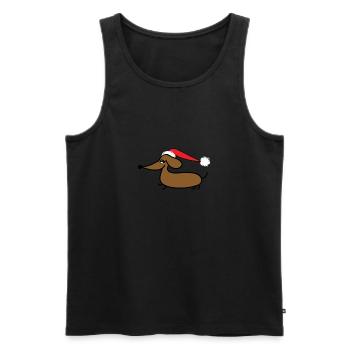 Dackel mit Weihnachtsmütze - Männer Premium Bio Tank Top - Schwarz - Vorne - Michal (187cm)