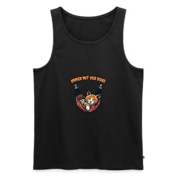 Süße Katze immer mit der Ruhe - Männer Premium Bio Tank Top - Schwarz - Vorne - AI Model Male 178 light (178cm)