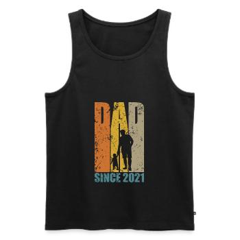 DAD SINCE 2021 PAPA - Men's Premium Organic Tank Top - black - Front - AI Model Male 178 light (178cm)