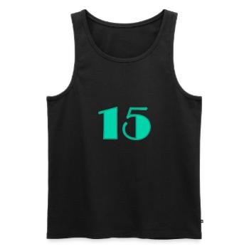 15 ANS,15e ANNIVERSAIRE,ANNIVERSAIRE 15 ANS,QUINZE - Débardeur bio Premium Homme - noir - Devant - AI Model Male 178 light (178cm)