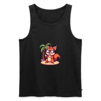 Palmier d’été de l’île Squirrel - Débardeur bio Premium Homme - noir - Devant - Michal (187cm)