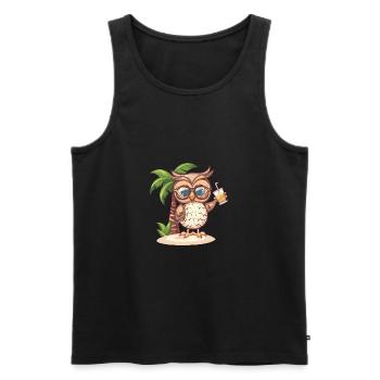Vacances d’été de hibou - Débardeur bio Premium Homme - noir - Devant - Michal (187cm)