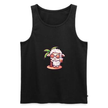 Bande dessinée de plage d’été de mouton - Débardeur bio Premium Homme - noir - Devant - Michal (187cm)