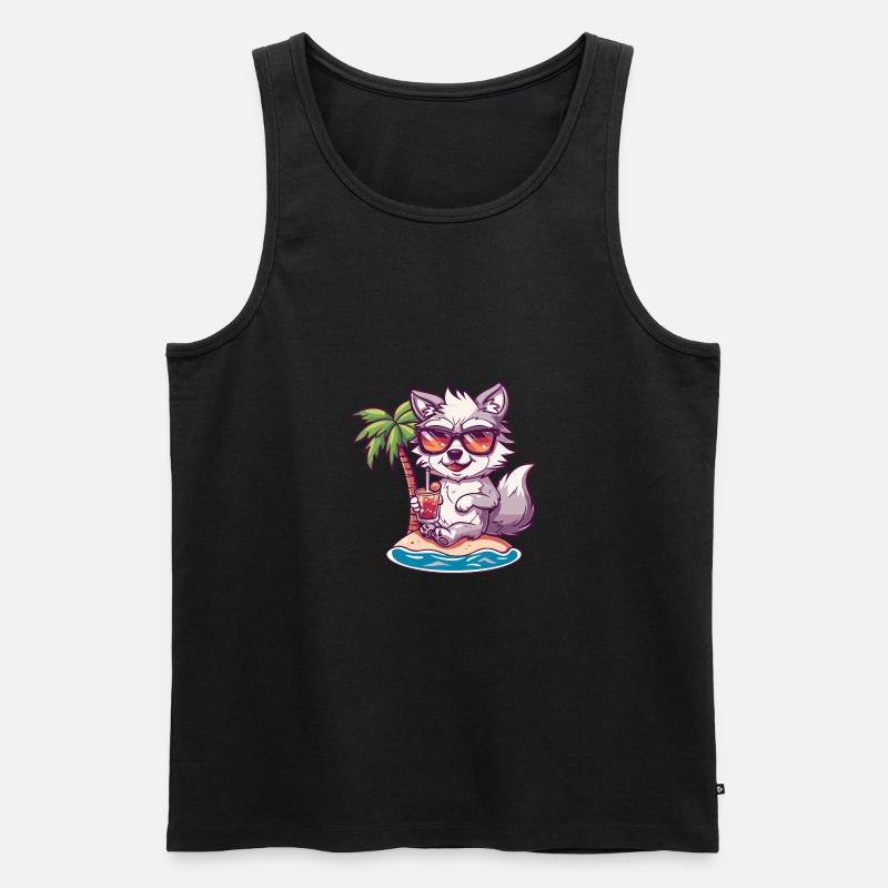 Wolf Summer Beach Comic - Men's Premium Organic Tank Top - undefined