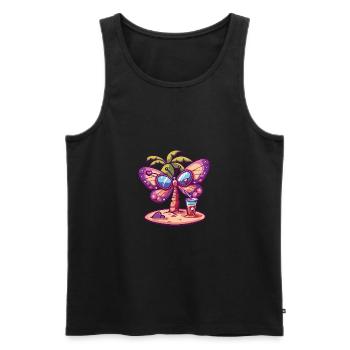 Papillon Été Plage Bande Dessinée - Débardeur bio Premium Homme - noir - Devant - Michal (187cm)