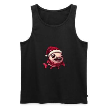Piranha Fische Weihnachten Comic - Männer Premium Bio Tank Top - Schwarz - Vorne - AI Model Male 178 light (178cm)