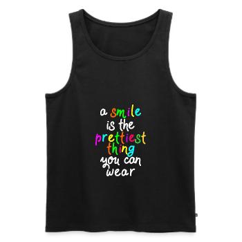 a smile is the prettiest thing - Men's Premium Organic Tank Top - black - Front - Michal (187cm)