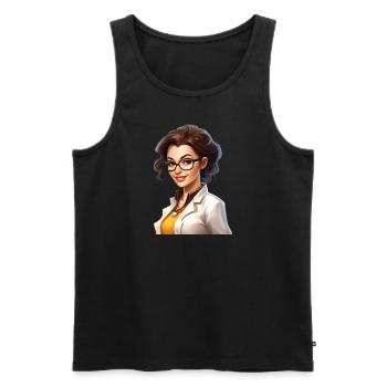 Portrait of a young woman in cartoon style - Men's Premium Organic Tank Top - black - Front - AI Model Male 178 light (178cm)