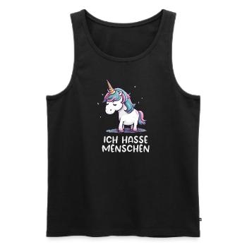 Ich hasse Menschen - Trauriges Einhorn Edition - Männer Premium Bio Tank Top - Schwarz - Vorne - Michal (187cm)