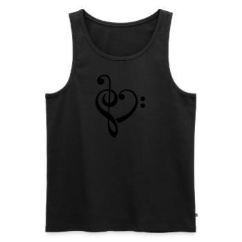 Musik Herz Note Bass Notenschlüssel Chor Band - Männer Premium Bio Tank Top - Schwarz - Vorne - AI Model Male 178 light (178cm)