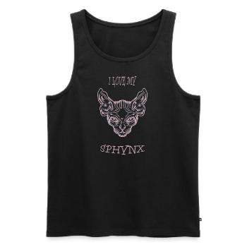 Nacktkatze Sphynx Katze - Männer Premium Bio Tank Top - Schwarz - Vorne - AI Model Male 178 light (178cm)