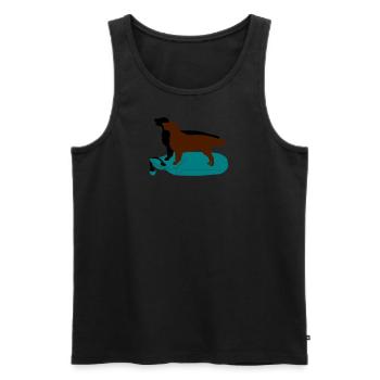 2 Flat Coated Retriever auf Dummy - Männer Premium Bio Tank Top - Schwarz - Vorne - AI Model Male 178 light (178cm)