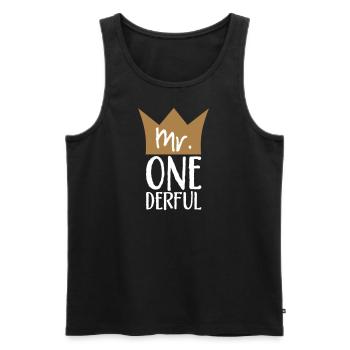 M. One Derful - Débardeur bio Premium Homme - noir - Devant - Michal (187cm)