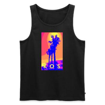 3 Palmen auf Kos - Männer Premium Bio Tank Top - Schwarz - Vorne - AI Model Male 178 light (178cm)