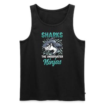 Requins les ninjas sous-marins - Débardeur bio Premium Homme - noir - Devant - Michal (187cm)