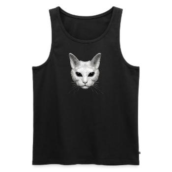 Conception minimaliste du visage de chat: illustration charmante - Débardeur bio Premium Homme - noir - Devant - Michal (187cm)