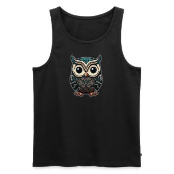 Eule im Cartoon Style 2 - Männer Premium Bio Tank Top - Schwarz - Vorne - AI Model Male 178 light (178cm)