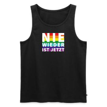 Nie wieder Schriftzug Pride Weisser Text - Männer Premium Bio Tank Top - Schwarz - Vorne - AI Model Male 178 light (178cm)
