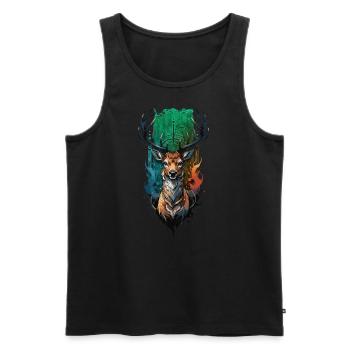 Conception de cerf mystique : Inspiration de la forêt enchantée - Débardeur bio Premium Homme - noir - Devant - AI Model Male 178 light (178cm)
