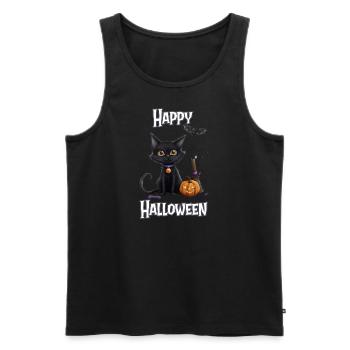Halloween – Joyeux Halloween Chat Noir Mignon - Débardeur bio Premium Homme - noir - Devant - Michal (187cm)