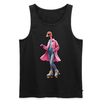 Rollerskating Flamingo - Männer Premium Bio Tank Top - Schwarz - Vorne - AI Model Male 178 light (178cm)