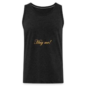 Hug me! - Men's Premium Organic Tank Top - charcoal grey - Front - Alexander (188cm)