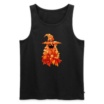 Sorcière effrayante à Halloween en automne - Débardeur bio Premium Homme - noir - Devant - Michal (187cm)