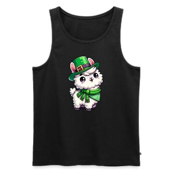 St. Patrick's Day Llama Cartoon - Men's Premium Organic Tank Top - black - Front - Michal (187cm)