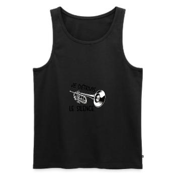 Je détruis le silence t-shirt trompette humour - Débardeur bio Premium Homme - noir - Devant - Michal (187cm)