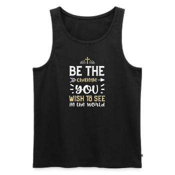 Be the change you wish to see in... - Männer Premium Bio Tank Top - Schwarz - Vorne - AI Model Male 178 light (178cm)