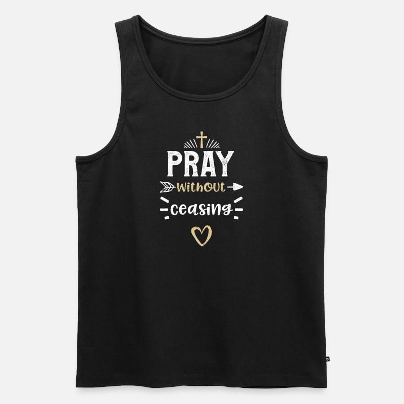 Pray without ceasing - Jesus - Men's Premium Organic Tank Top - black