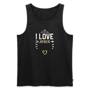 I Love Jesus - Jesus - Men's Premium Organic Tank Top - black - Front - Michal (187cm)