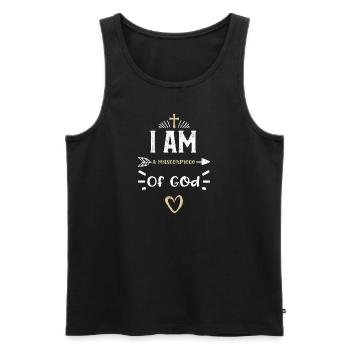 I Am A Masterpiece Of God - Jesus - Men's Premium Organic Tank Top - black - Front - AI Model Male 178 light (178cm)