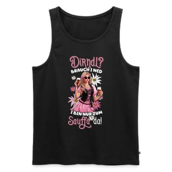 Dirndl brauch i ned i bin nur zum Sauffa da Tracht - Männer Premium Bio Tank Top - Schwarz - Vorne - Michal (187cm)
