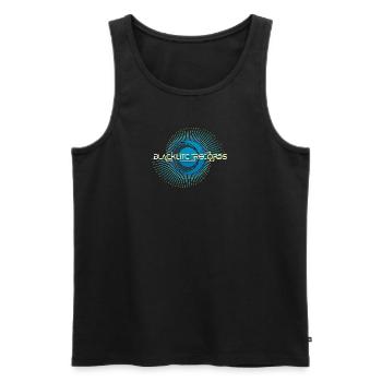 Blacklite Records Logo - Blue & Yellow Spiral - Men's Premium Organic Tank Top - black - Front - Michal (187cm)
