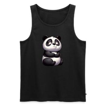 Panda Bull Bull Funny Cartoon Comic - Men's Premium Organic Tank Top - black - Front - Michal (187cm)