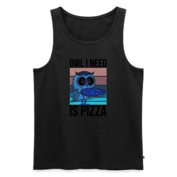 Eule isst Pizza Waldtiere Hobbykoch - Männer Premium Bio Tank Top - Schwarz - Vorne - Michal (187cm)