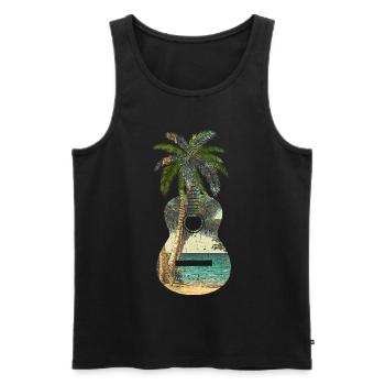 Gitarrengeschenk Gitarrist Musiker Palm trees - Männer Premium Bio Tank Top - Schwarz - Vorne - AI Model Male 178 light (178cm)